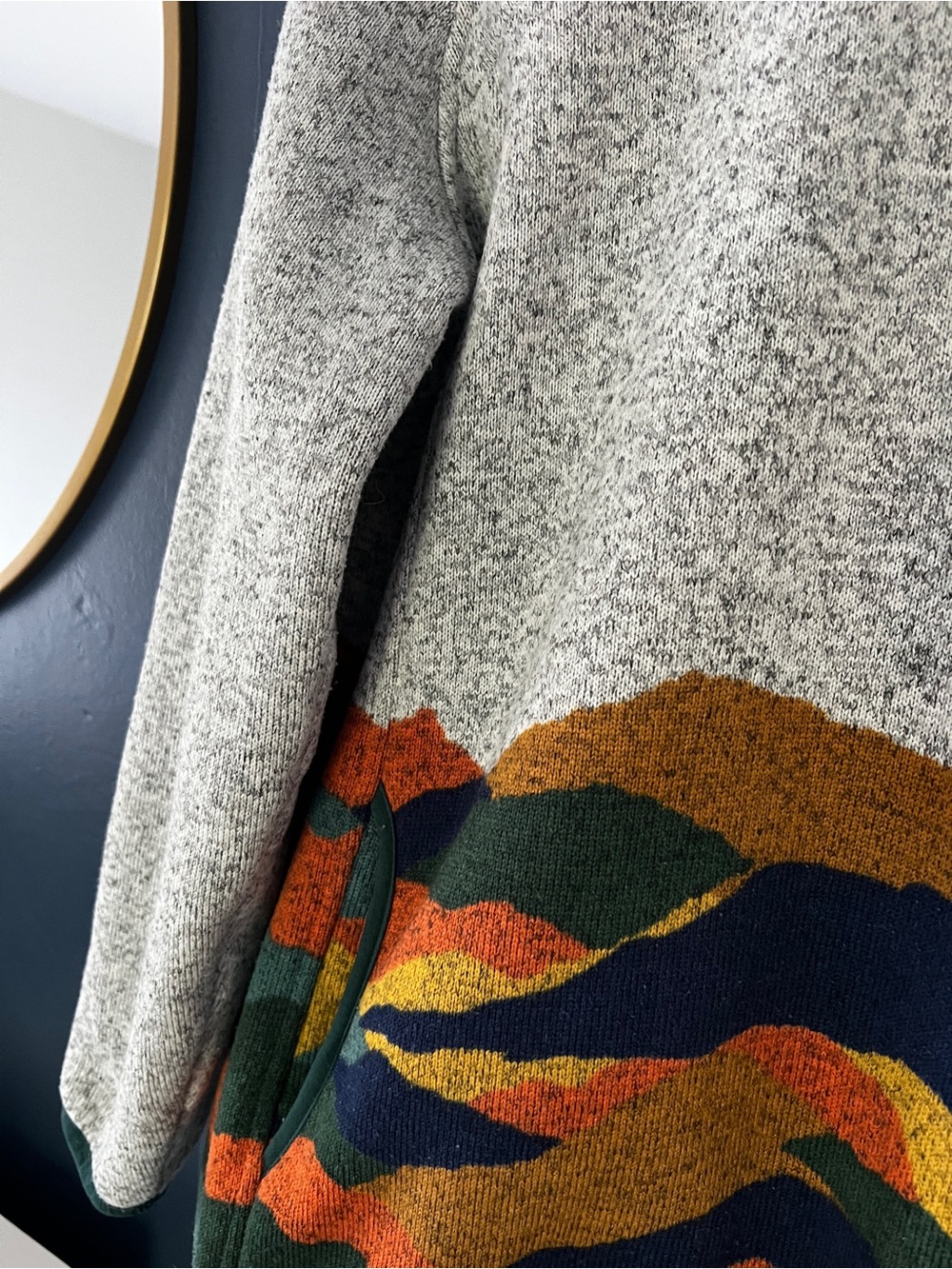 L.L. Bean Women’s Gray Pullover Sweater with Multicolor Mountain Pattern - Picture 4 of 13